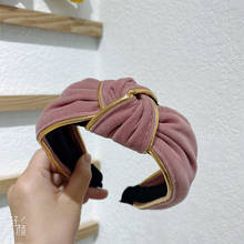 Autumn Winter Vintage Corduroy Headband Knotted Hair Hoop Bands Solid Hairband Top Hair Accessories for Women New Headdress 2024 - buy cheap