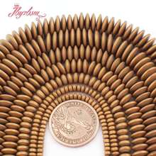 Gold Rondelle Beads Sliced Forst Hematite Stone Spacer Loose Beads for DIY Accessories Necklace Bracelet Jewelry Making 15" 2024 - buy cheap