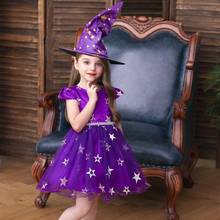 Fantasia bruxa menina vestido outono novo halloween cosplay festa crianças vestidos para meninas crianças bruxa vestidos de palco traje do bebê 2024 - compre barato