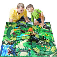 Brinquedo dinossauro elétrico infantil, trilho de corrida trilhos mágicos brinquedo faça você mesmo pistas de corrida presente para meninos 2024 - compre barato