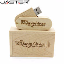 JASTER 1PCS free custom logo rotatable Wooden usb+box USB Flash Drive pendrive 8GB 16G 32GB U disk photography wedding gift 2024 - buy cheap