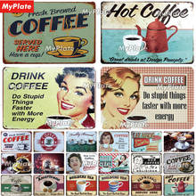 Hot Coffee Metal Sign Vintage Plaque Coffee Shop Tin Sign Plate Wall Decor For Bar Pub Man Cave Cafe Poster Custom 2024 - buy cheap