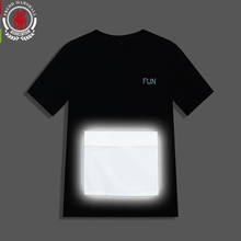 FREDD MARSHALL-Camiseta luminosa de moda para hombre, camiseta 2020 de algodón de manga corta con bolsillo de solapa, letras gráficas, de gran tamaño, novedad de verano 100% 2024 - compra barato