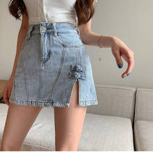 Summer 2021 New Denim Woman Skirts Solid  A-Line High Waist Mini Solid Fashion Casual Harajuku Skirt Korean Woman Skirts 2024 - buy cheap