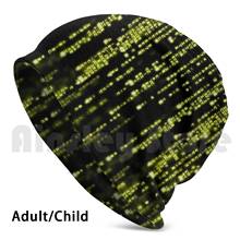 Cyber Language Code Beanies Pullover Cap Comfortable Cyber Tech Code Number Falling Yellow Geek Technology Science 2024 - buy cheap