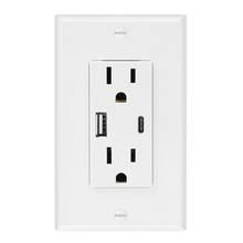 Enchufe de pared estándar de EE. UU., adaptador de corriente de carga USB tipo A tipo C, salida USB dúplex 2024 - compra barato