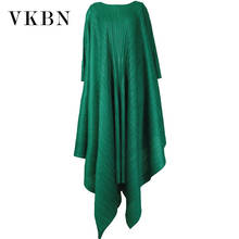 VKBN 2021 Spring Autumn Green Dress Women Long Batwing Sleeve O-Neck High Street Irregular Party Plus Size Clothing for Women 2024 - buy cheap