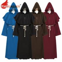 CostumeBuy-Disfraz de monje Medieval para Halloween, traje de clero de Iglesia, disfraz de brujo y sacerdote, con capucha, chal, capa masculina, L920 2024 - compra barato