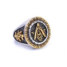 Vintage Men's Round Freemason Mason Templar Masonic Ring US SIZE 7/8/9/10/11/12/13/14/15 2024 - compre barato