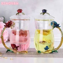 Creative Personality Cups Enamel Color Glass Tea Cup Coffee Cups  Fashion Men and Women Flower Cups Giving  Tea Strainers 2024 - buy cheap