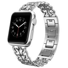 Pulseira de aço inoxidável para apple watch se 7 6 5 4 banda 40mm 44mm 41mm 45mm ligações de metal pulseira para iwatch series 3 38 42mm 2024 - compre barato