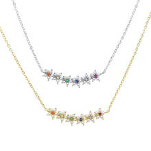 Женское изящное ожерелье с радужными бусинами и цветами, Очаровательное ожерелье с фианитами 5A, ювелирное изделие с жемчугом для женщин и девушек, звеньевая цепочка 2024 - купить недорого