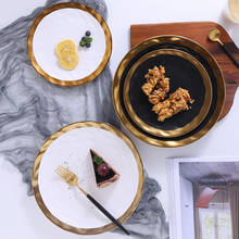 8inch 10inch Gold Ceramic plate dish White Black Tableware set Porcelain jewelry luxury Service plate Tray sets Kitchen Toos 2024 - buy cheap