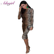 Adogirl Sexy Leopard Tiger Print Evening Party Clubwear Bodycon Long Dress Women Autumn Casual Long Sleeve Hige Street Dresses 2024 - buy cheap