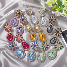 HYSECMAO Luxury Multicolored Crystal Flower Hanging Earrings for Women Fashion Shiny Water Drop Dangle Earring Statement Jewelry 2024 - buy cheap