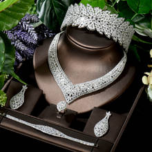 Hibride conjunto de joias de noiva com zircônio cúbico, 5 peças, brilhante, bolê, acessórios para festa, casamento 2024 - compre barato