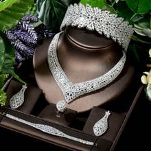 HIBRIDE New Beauty Shiny Cubic Zirconia Pave 5pcs Big Women Bridal Wedding Jewelry Set Neckalce Earring Party Accessories N-1620 2024 - buy cheap