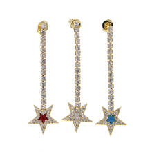 2022 Enamel Star Charm Rainbow White Red Blue CZ Tennis Chain Dangle Earring For Women Girl Delicate Wedding Party Jewelry Gifts 2024 - buy cheap