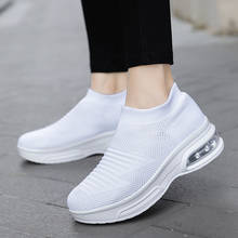 2021 Platform Fashion Sneakers Women Flying Knit Breathable Casual Shoes Round Toe Lace Up Women Shoes Chunky Sneakers 2024 - buy cheap