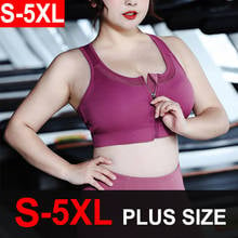 S-5XL Sports Bra with Zipper Women Shockproof Fitness Shirt Yoga Bra Sportswear Push Up Brassiere Fat Lady Sports Bras Plus Size 2024 - buy cheap