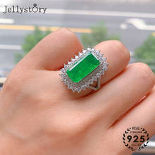 Jellystory anel de prata esterlina 925, joia com formato retangular, de zircônia, esmeralda, tamanho reduzido, para mulheres, casamento 2024 - compre barato