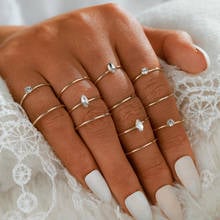 Docona conjunto de anéis de juntas góticas, anéis de strass círculo para mulheres meninas conjunto de joias de moda 12 tamanhos 14625 2024 - compre barato