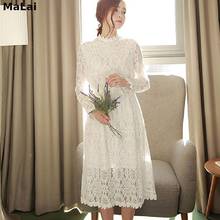 Malai New Spring Autumn Dress Bow Sleeve Lace Long Dresses White Clothes For Full Women 2021 Dresses For Women Party Classy 2024 - buy cheap