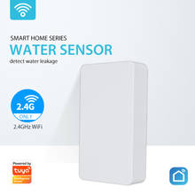 Смарт-датчик утечки воды Tuya, Wi-Fi детектор, сигнализация об утечке воды, автономное оповещение о переполнении, для Google Assistant Alexa 2024 - купить недорого