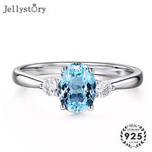 Jellystory ring with 1.25 carat oval shaped natural topaz gemstone 925 sterling silver luxury jewelry rings for female wedding 2024 - buy cheap