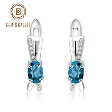 GEM'S BALLET 1.14Ct Natural London Blue Topaz Earrings 925 Sterling Silver Classic Gemstone Clip Earrings For Women Fine Jewelry 2024 - buy cheap