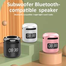 Беспроводной Bluetooth-совместимый 5.0 динамик HiFi качественный светодиодный теплый ночсветильник FM-радио Круглый ABS умный цифровой будильник