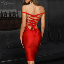 Ailigou 2021 New Fashion Bandage Dress Women Spaghetti Belt Strapless Sexy Club Celebrity Party Bodycon Backless Dress Vestidos 2024 - buy cheap