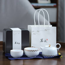 Conjunto de chá de cerâmica portátil, conjunto de chá em cerâmica estilo japonês com duas copos, cerâmica chinesa para viagem 2024 - compre barato