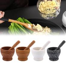 Garlic Press Herb Pepper Pestle Grinder Wooden Granite Grinder Mortar Grinding Bowl Mixing Pot Kitchen Tool 2024 - buy cheap