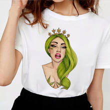 Moda verão rainha impressão camiseta casual harajuku topos t camisa para mulheres senhora meninas topos roupas seção fina streetwear femme 2024 - compre barato