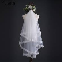Jieruize véu de noiva com pente, acessórios de casamento branco/marfim, véu de renda com borda 2024 - compre barato