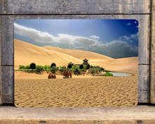 Оазис пустыни пейзаж Художественная печать металлический жестяной знак Декор 2024 - купить недорого