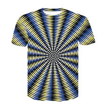 2020 брендовая мужская футболка с принтом, забавная футболка, черно-белая графическая футболка с круглым вырезом и оптической иллюзией, женская футболка 3D 2024 - купить недорого