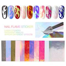 Holographic Colorful Nail Foil Flame Nail Sticker Nail Art Sticker Transfer Manicure Fire Flame Nail Decals Nail Art Decoration 2024 - buy cheap