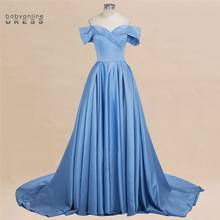 Vestido de noche largo de satén sin mangas para mujer, traje de fiesta de princesa, Estilo Vintage, Formal, personalizado, línea A, color azul 2024 - compra barato