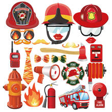 Fireman DIY Party Photobooth Props Baby Shower Firefighter Party Decorations Kids Birthday Party Photobooth Xmas Party Supplies 2024 - buy cheap