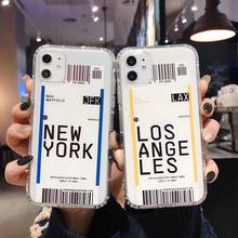 Роскошный Нью-Йорк Лос-Анжелес самолет посадочный талон Прозрачный чехол для телефона для iPhone 11 Pro X XS XR MAX 6S 7 8 plus Air Обложка для билета 2024 - купить недорого