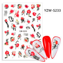 3D Stickers for Nails Self-Adhesive Stickers Slider Red Beauty Flowers Line Design Nail Art Decorations Nail Foil Accessories 2024 - buy cheap