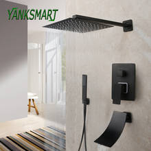 YANKSMART-Conjunto Combinado de Grifo de ducha de baño cuadrado de 8 ~ 16 pulgadas, ducha de lluvia, mezclador montado en pared de baño, Kit de grifo de Ducha 2024 - compra barato