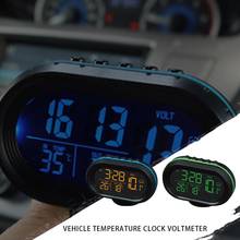 Multi-function Car Temperature Clock Voltmeter Two-color LuminousCar Thermometer Electronic Clock Car Night Light Clock 2024 - buy cheap