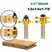 Fresa de espiga con ranura en T de 2 piezas, 12mm, 1/2 vástago, lengüeta y Unión de ranura, ensamblaje de brocas de enrutador para herramientas de corte de carpintería de madera 2024 - compra barato