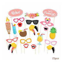 Tropical Summer Flamingo Photo Booth Props Hawaii Carnival Party Wedding Decoration Photobooth Birthday Party Supplies 2024 - buy cheap