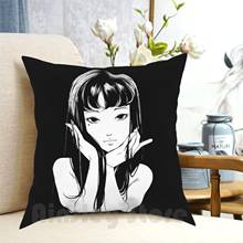 Capa de travesseiro estampa waifu tomie para casa macio junji ito tomie japão assustador japonês meninas preto e branco 2024 - compre barato