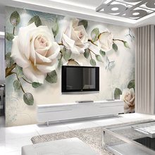 Pintura a óleo minimalista moderna de flor branca, rosa europeia, fundo de parede, decoração de tv, parede de sala de estar, quarto, mural 2024 - compre barato