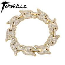 TOPGRILLZ-pulsera de alta calidad con Zirconia cúbica para hombre, brazalete de 10MM, cadena cubana Miami, cadena de cobre AAA +, joyería de Hip hop para regalo 2024 - compra barato